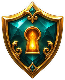 Cazovia guardian shield with a glowing keyhole
